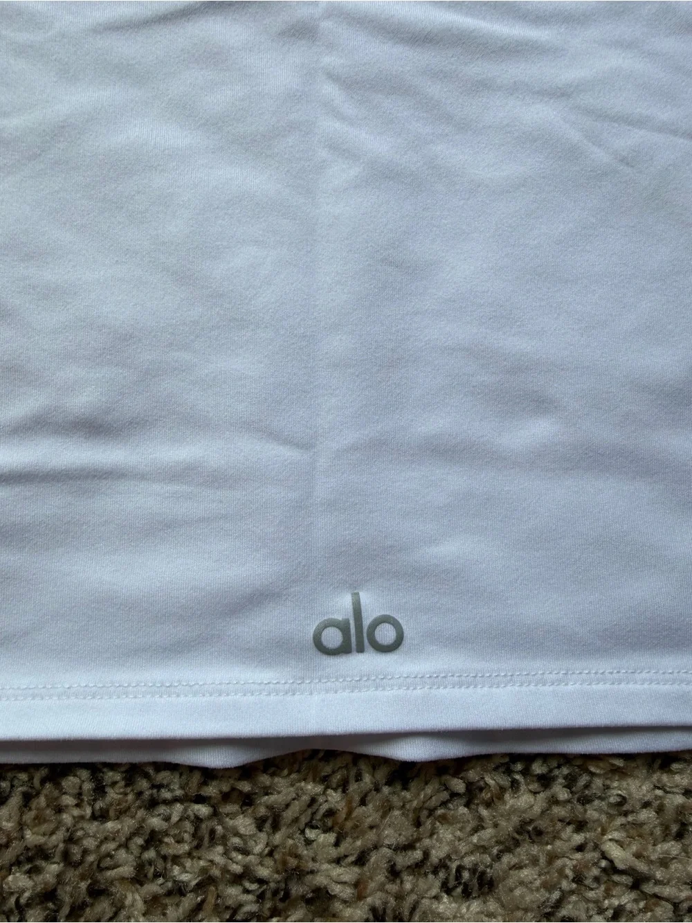 Alo Yoga Women's White Cropped Crewneck Top - Signature Aloft Fabric